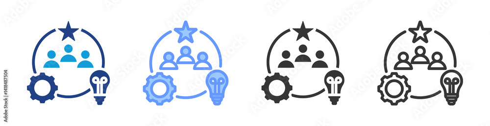 Poster Talent Management icon set multiple style collection