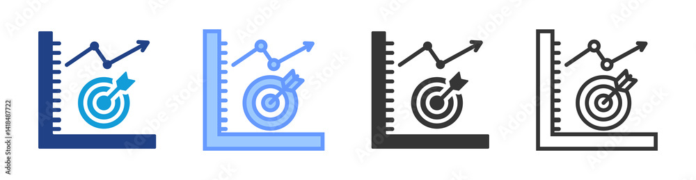 Poster success metrics icon set multiple style collection