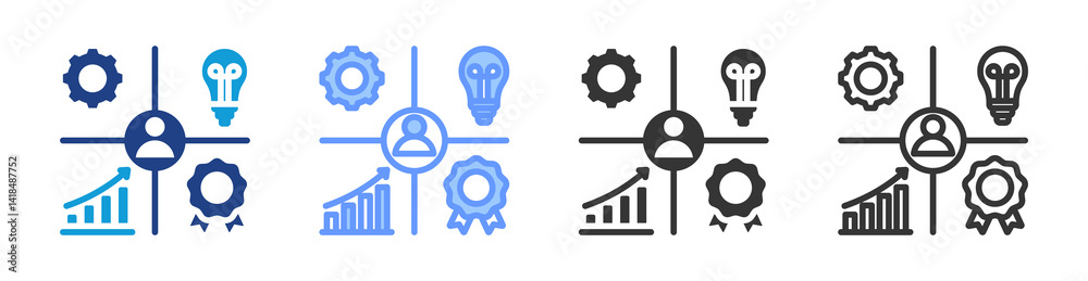 Aufkleber Competency Mapping icon set multiple style collection