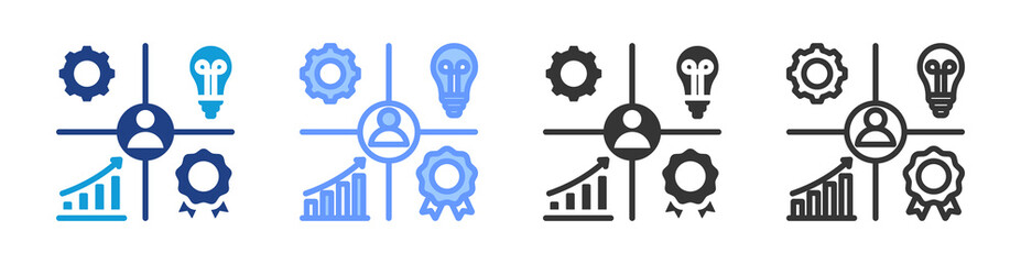 Competency Mapping icon set multiple style collection