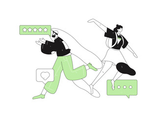 Virtual characters social communication concept business flat vector hand drawn illustration
