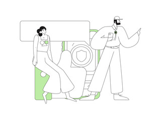 Virtual characters social communication concept business flat vector hand drawn illustration
