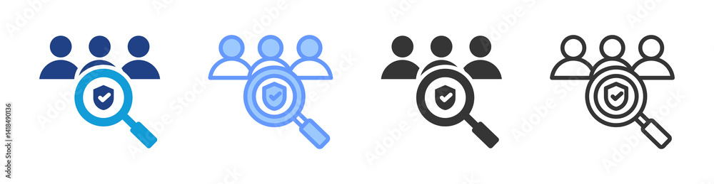 Poster safety monitoring icon set multiple style collection