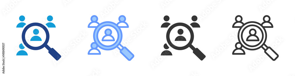 Poster Sample Size icon set multiple style collection