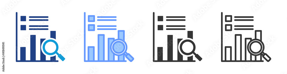 Poster Statistical Analysis icon set multiple style collection