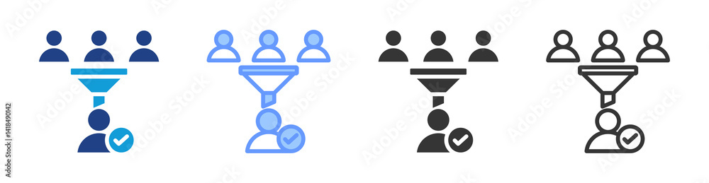 Poster subject screening icon set multiple style collection