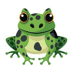 A textured, moss-like frog with dark blotches and suction-cup toes is isolated against a stark white background.