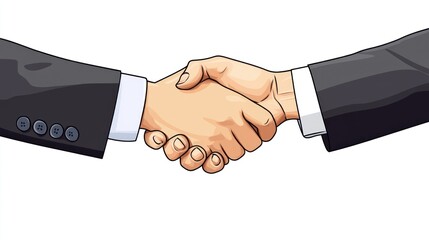 Animated Business Handshake Depicting Partnership and Agreement in Vector Style