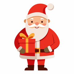 Christmas Santa Claus With Gift Vector Art Illustration