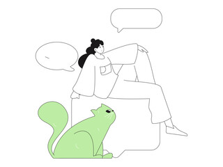 Virtual characters social communication concept business flat vector hand drawn illustration
