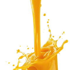 Fresh Citrus Juice Splash in Vibrant Yellow Color Against Transparent Background Capturing the Essence of Refreshment and Flavorful Beverage