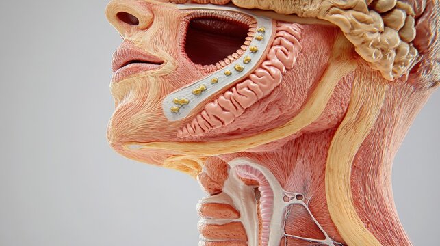 An Anatomical Diagram Depicting The Human Head And Neck