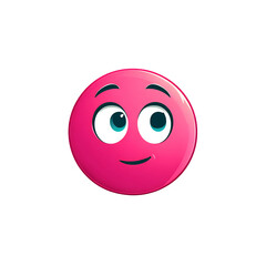 Fototapeta premium Pink smirking face emoji with side glance