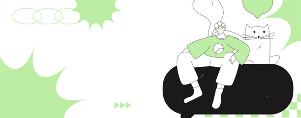 Virtual characters social communication concept business flat vector hand drawn illustration
