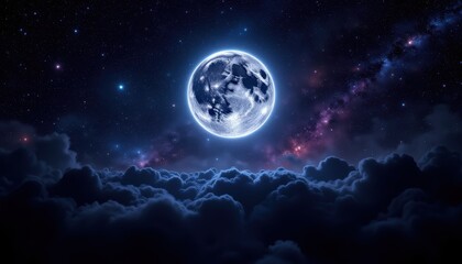 Obraz premium Celestial moonlit clouds