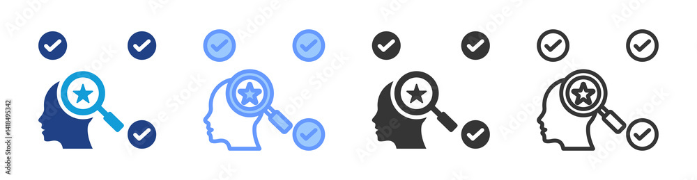 Poster aptitude icon set multiple style collection