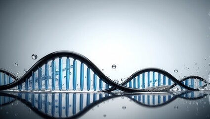 DNA helix in water, reflecting on surface