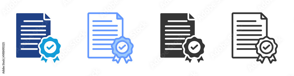 Poster Certification icon set multiple style collection