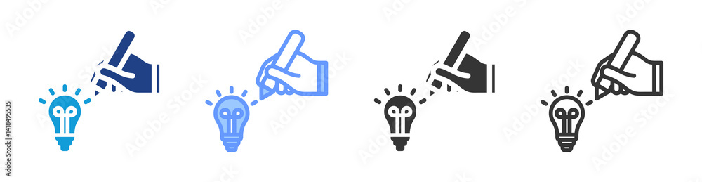 Poster creativity icon set multiple style collection
