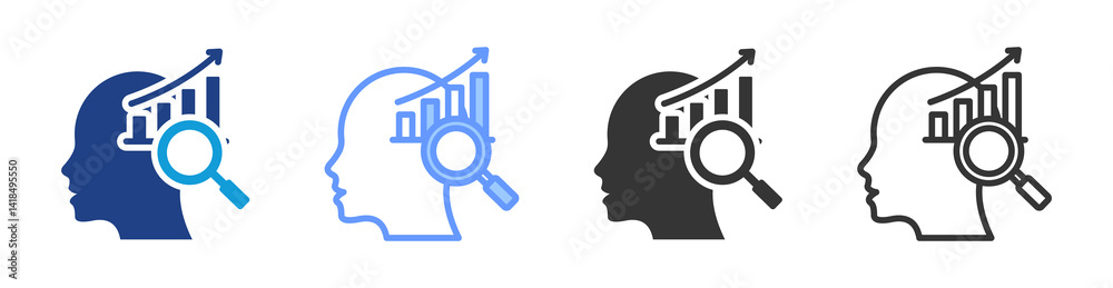 Aufkleber analytical skills icon set multiple style collection