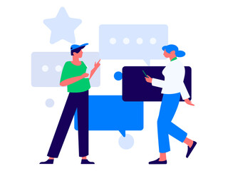 Virtual characters social communication concept business flat vector hand drawn illustration
