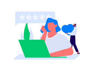 Virtual characters social communication concept business flat vector hand drawn illustration
