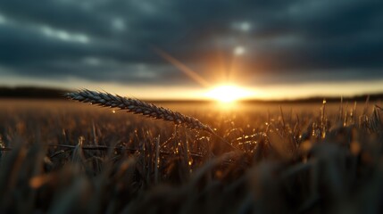 Golden wheat field at sunset