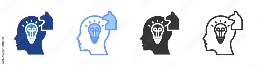 Poster strategic thinking icon set multiple style collection