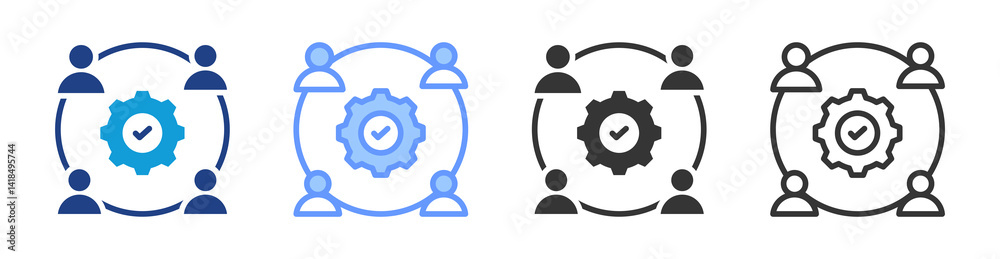 Poster Teamwork icon set multiple style collection