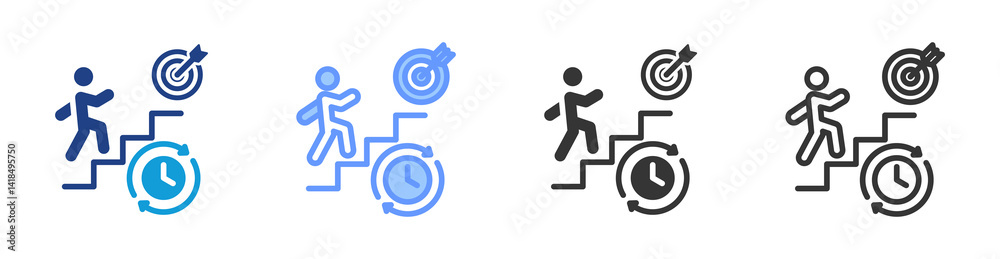 Poster Goal Orientation icon set multiple style collection
