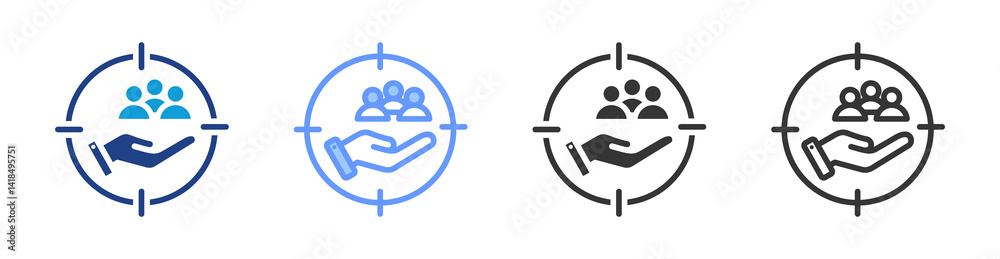 Aufkleber customer focus icon set multiple style collection