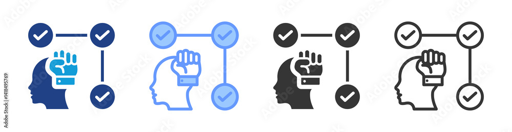 Poster self motivation icon set multiple style collection