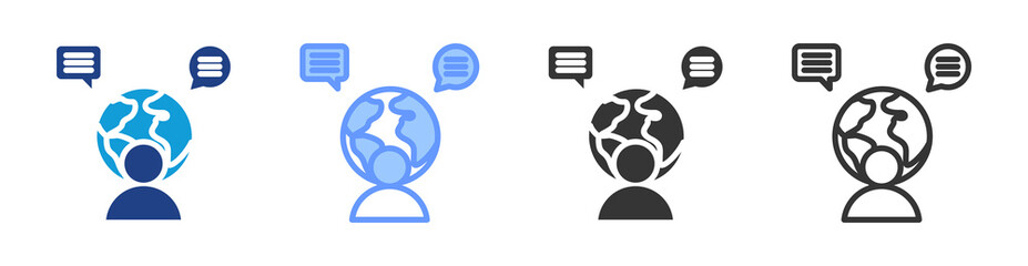 Cultural Competence icon set multiple style collection