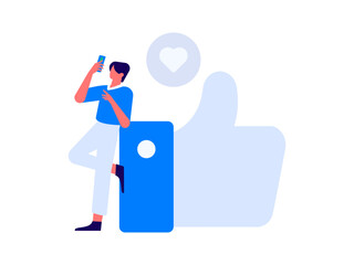 Virtual characters social communication concept business flat vector hand drawn illustration
