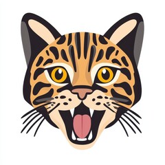 Obraz premium Cartoon illustration of a hissing cat with orange-brown fur and black stripes