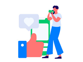 Virtual characters social communication concept business flat vector hand drawn illustration
