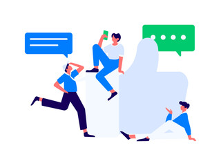 Virtual characters social communication concept business flat vector hand drawn illustration
