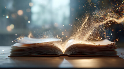 Enchanted Open Book with Sparkling Magic