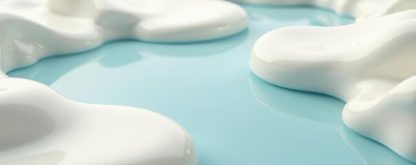 Glossy, flowing white chocolate pools, smooth surface, background, pudding, coating