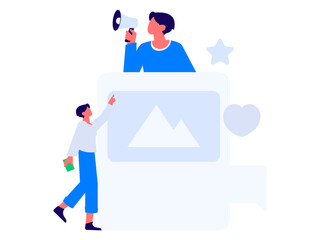 Virtual characters social communication concept business flat vector hand drawn illustration
