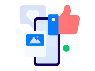 Virtual characters social communication concept business flat vector hand drawn illustration
