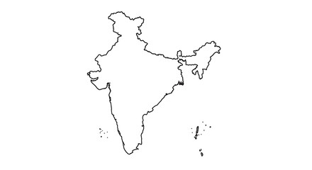 India Outline Map with Scattered Ink Splatter Texture