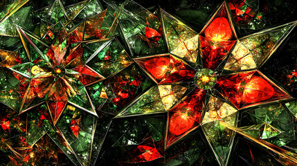 Festive Jewel-toned Stars, Abstract Holiday Design