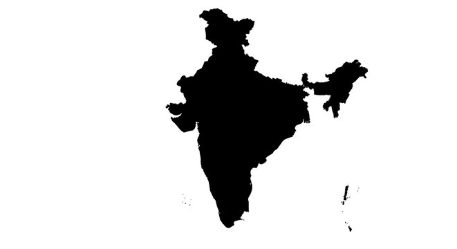 India Silhouette: Bold Black Map of the Subcontinent