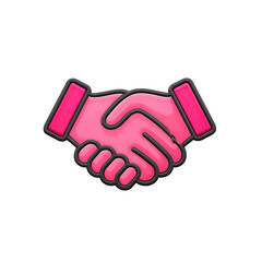 Obraz premium handshake emoji pink business agreement icon