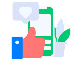 Virtual characters social communication concept business flat vector hand drawn illustration
