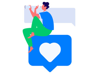 Virtual characters social communication concept business flat vector hand drawn illustration
