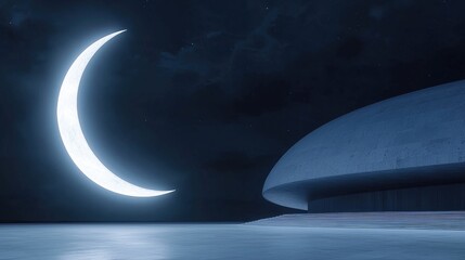 Moonlit Concrete Structure