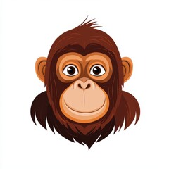 Obraz premium Cartoon illustration of a smiling monkey with expressive eyes and textured brown fur