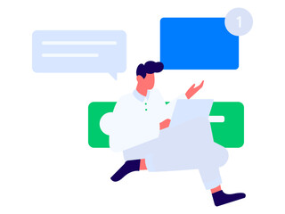 Virtual characters social communication concept business flat vector hand drawn illustration

